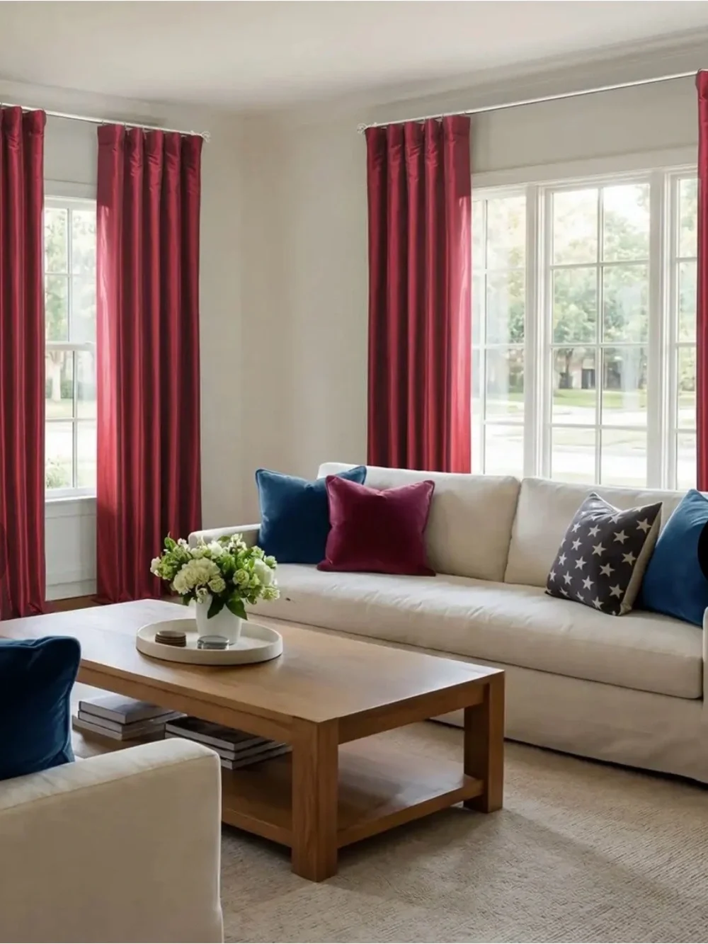 Burgundy Window Curtain Panels - Home Accents